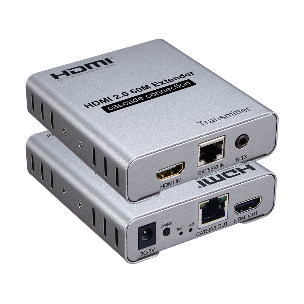 ArgoX 4K HDMI Extender Cascade Connection Transmitter Receiver with 60m Range, 3Gbps Data Rate, Supports CAT5e/6, IR-TX, Ethernet LAN Network Card Cable | HDES60-V2.0