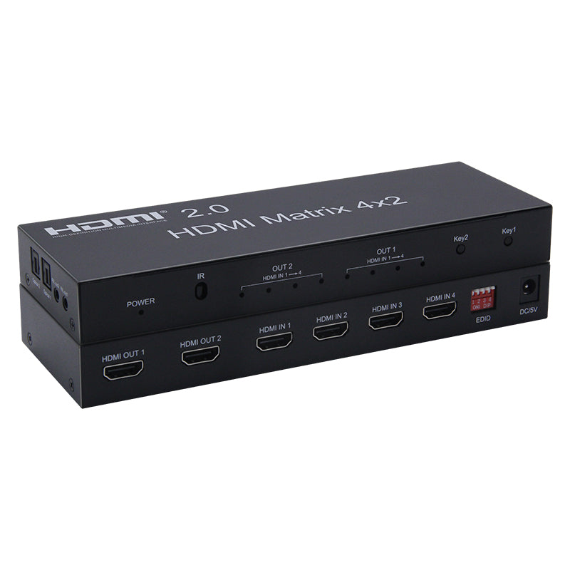 ArgoX 4x2 HDMI Matrix Video Switch Splitter with 4K 60Hz Ultra HD, IR, Supports 3D, 3.5mm Jack, Audio LPCM/Dolby/DTS 5.1 Channel | HDMX4X2-V2.0
