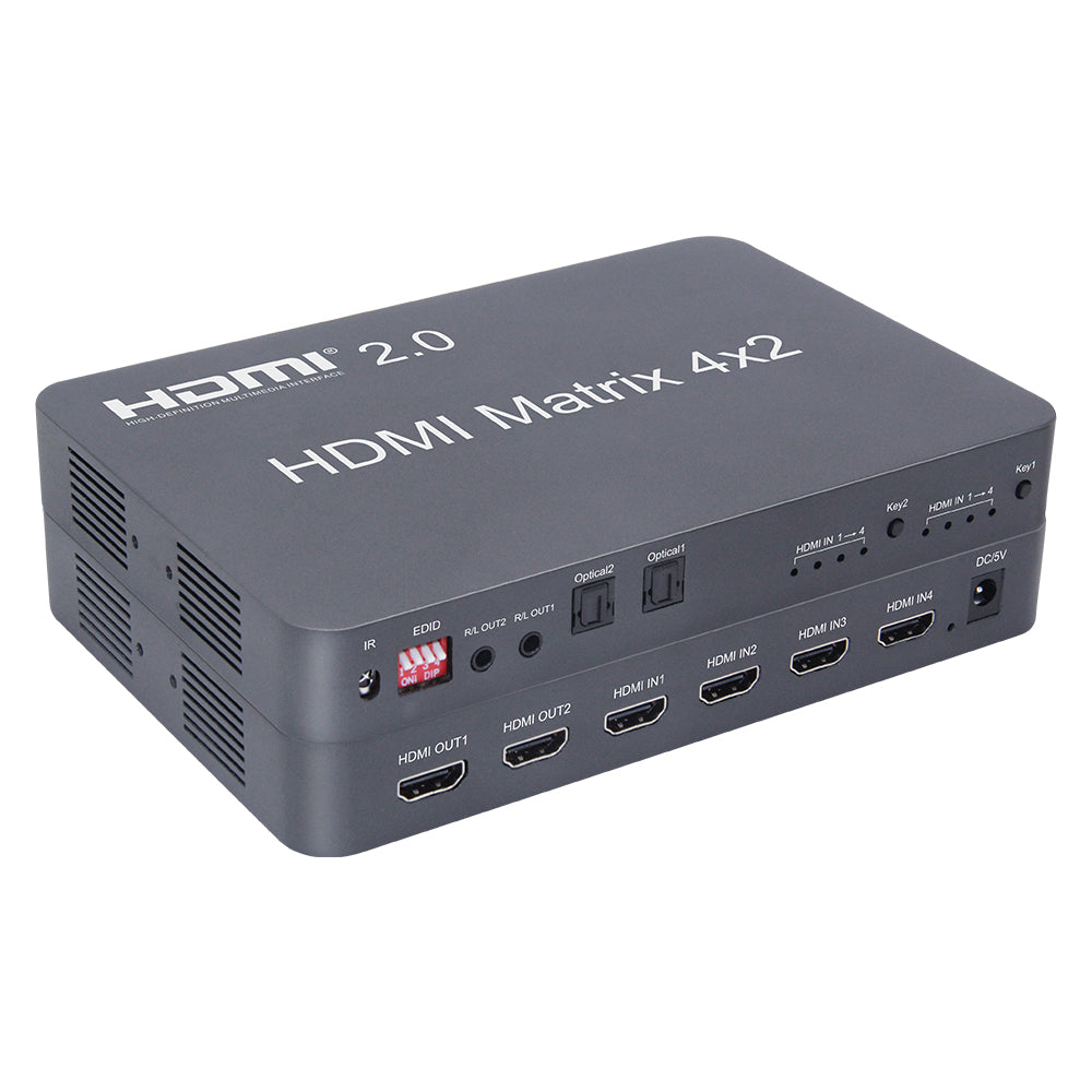 ArgoX 2x4 /4x2 HDMI Matrix Video Switch Splitter with 4K 60Hz, IR, Supports 3D, 3.5mm Jack, Audio LPCM/Dolby/DTS 5.1 Channel | HDMX2X4-V2.0 HDMX4X2-V2.0