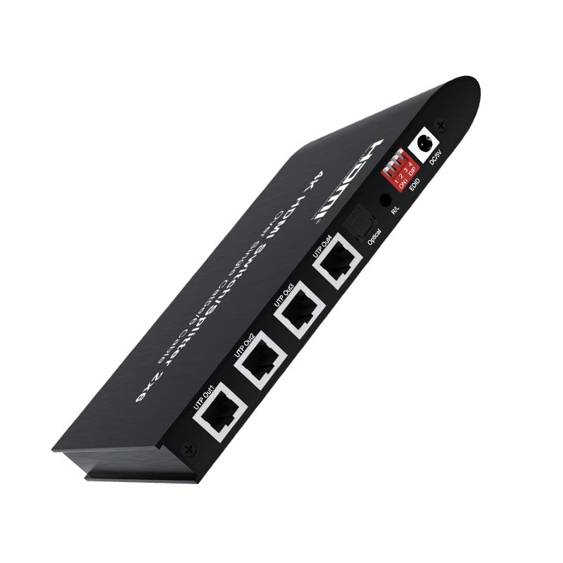ArgoX HDSS2-6 4K Ultra HD HDMI 2x6 Video Splitter Switcher with 120m Range, CAT5e/6 Cable, IR Remote Control, 3.4Gbps Data Rate, 340MHz Max Bandwidth, Supports HDMI 1.4/HDCP1.4, 4-Ways UTP Extension for HDTV, Projector, Monitor
