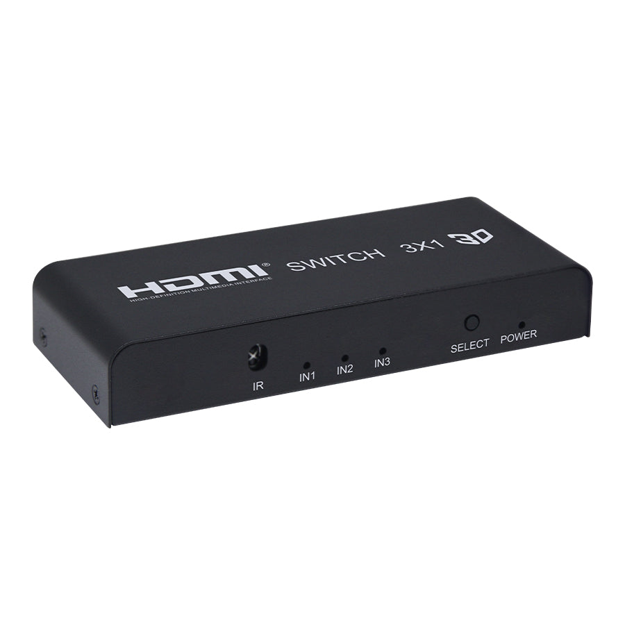 ArgoX HDSW3 HDMI Video Switcher 3x1 with 1080p 60Hz Full HD, Remote Control, Supports 3D, 2.25Gbps Data Rate and TMDS Clock, UXGA/WUXGA, and AWG26 HMDI Cable