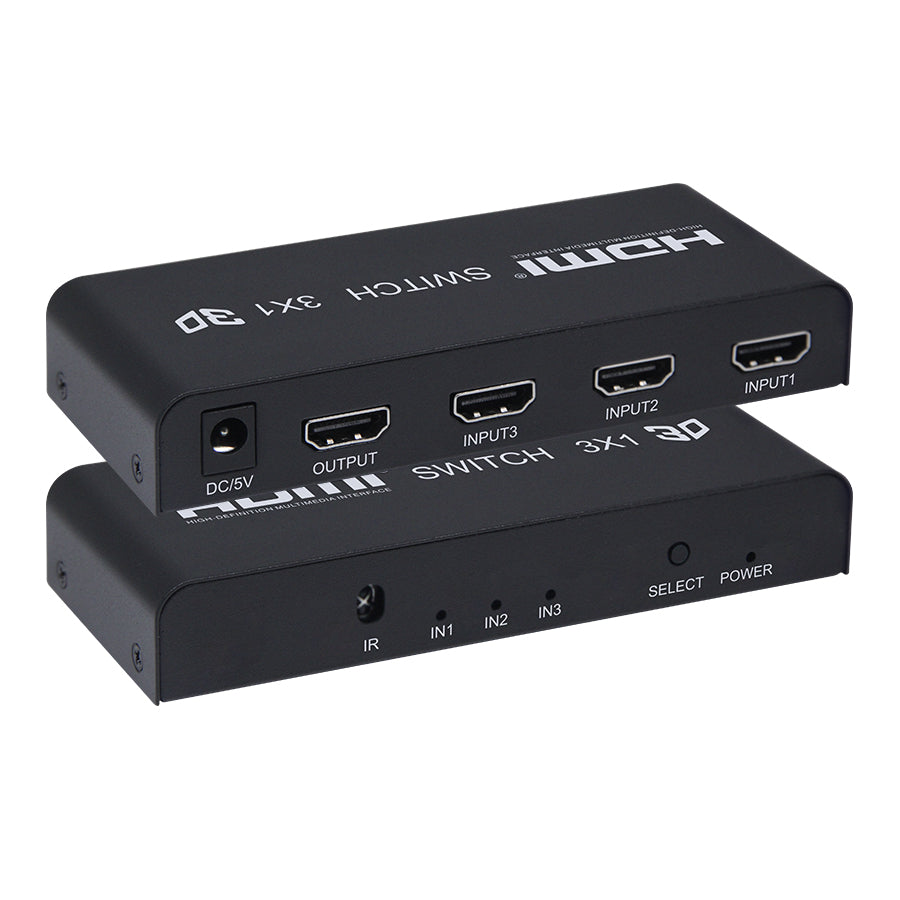 ArgoX HDSW3 HDMI Video Switcher 3x1 with 1080p 60Hz Full HD, Remote Control, Supports 3D, 2.25Gbps Data Rate and TMDS Clock, UXGA/WUXGA, and AWG26 HMDI Cable