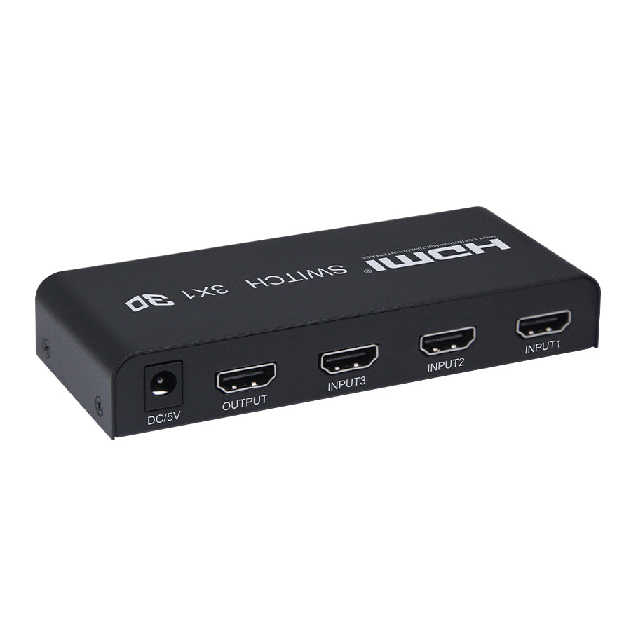 ArgoX HDSW3 HDMI Video Switcher 3x1 with 1080p 60Hz Full HD, Remote Control, Supports 3D, 2.25Gbps Data Rate and TMDS Clock, UXGA/WUXGA, and AWG26 HMDI Cable