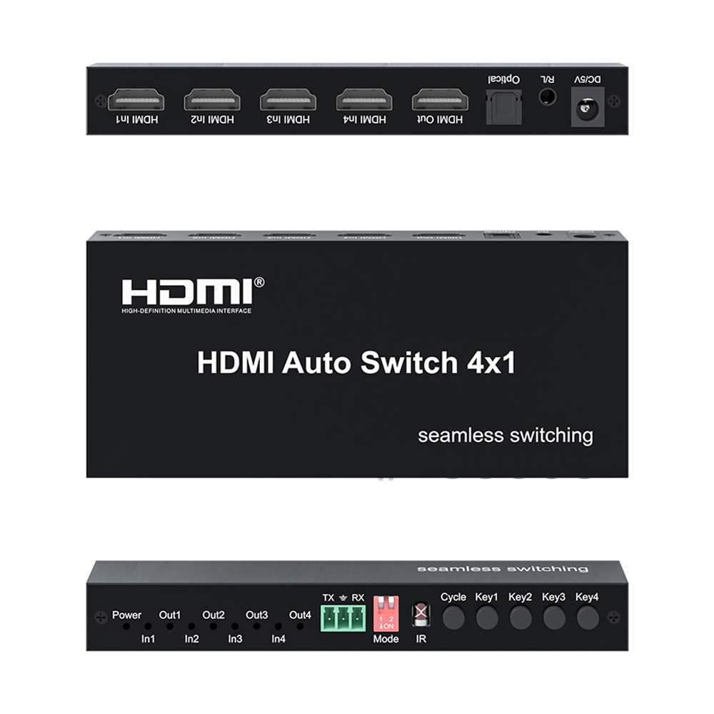 ArgoX 4K 60Hz 4x1 HDMI Seamless Video Switcher Converter Splitter Ultra HD with EDID Switch, Audio Extractor Supports R/L Stereo & Optical Fiber, IR Control for PC, PS4, Xbox, DVD, TV, Monitor, Projector | HDSW4-A