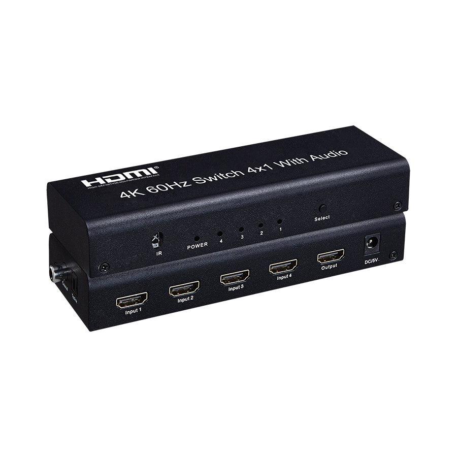 ArgoX HDSW4-N2.0 4K 60Hz Ultra HD HDMI Video Switcher 4x1 with Audio, IR Remote Control, Supports 3D, 3Gbps Data Rate and TMDS Clock, 24/30/36bit Deep Color, and High Definition DVD Players, Projectors, A/V Receivers, Set Top Boxes