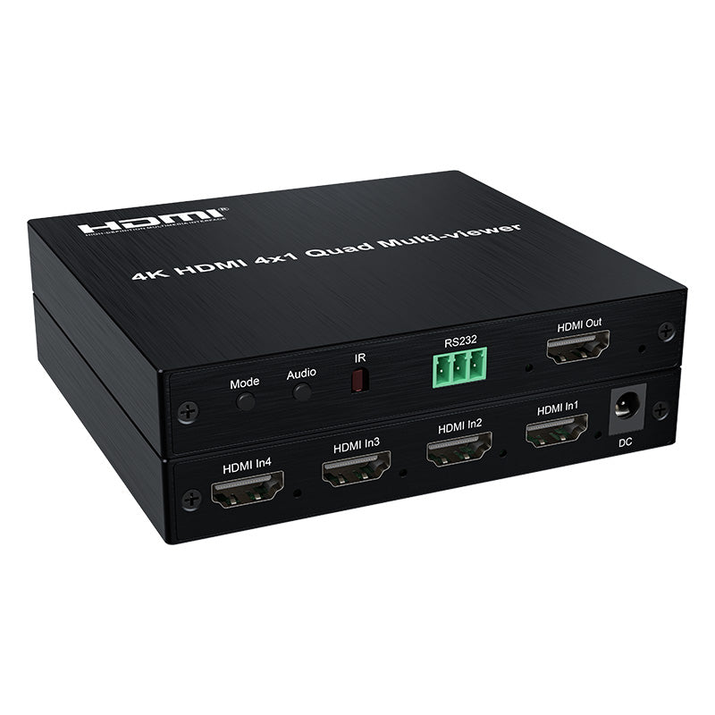 Argox 4K 30Hz HDMI 4x1 Quad Multi-Viewer Screen Splitter Ultra HD Support IR Remote Control, PCM2 Audio Format for TV Monitor | HDSW4-Q2