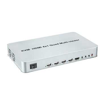 ArgoX HDSW4-V HDMI 4x1 Quad Video Multi-Viewer Seamless Switch with KVM, 1080p 60Hz Full HD, IR Control, Supports AWG26 Cable, 1 Way Mouse and Keyboard, and USB Support for Windows, Linux, macOS, Android