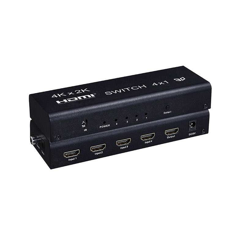 ArgoX HDSW4 4K Ultra HD HDMI Video Switcher 4x1 with Audio Output, Supports 3D, 3.4Gbps Data Rate and TMDS Clock, IR Remote Control, 24/30/36bit Deep Color, AWG26 Cable for DVD Players, Projectors, A/V Receivers, Set Top Boxes