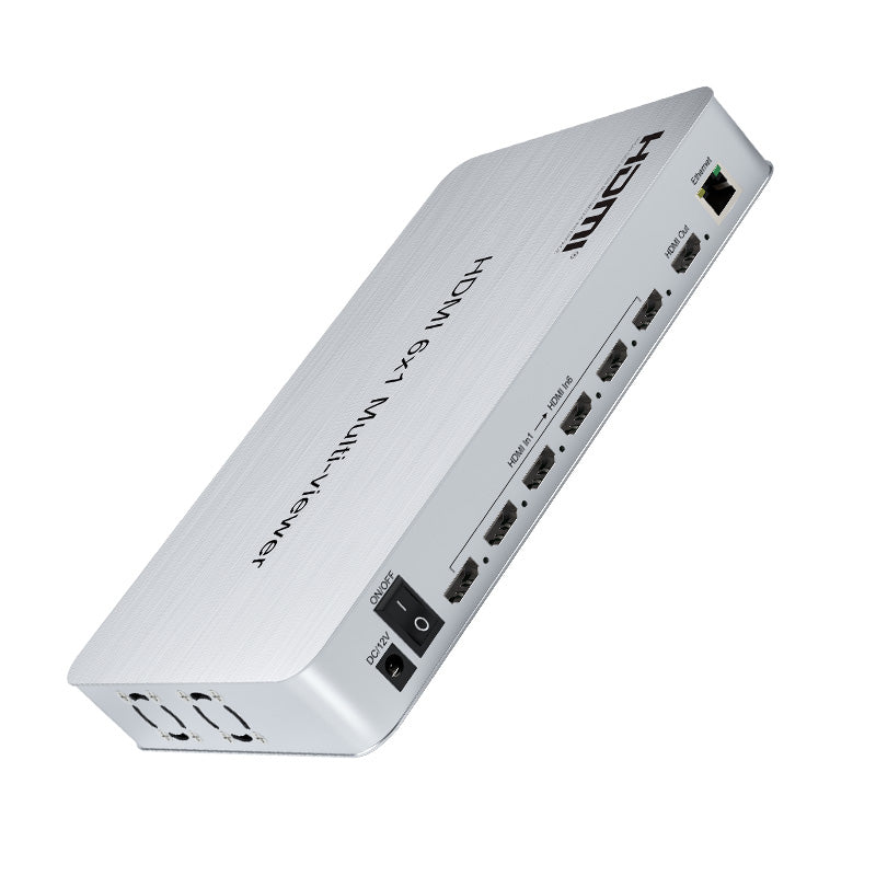 ArgoX 4K 60Hz HDMI 6x1 Multi-Viewer Seamless Switcher Ultra HD Supports Touch Screen, IR Remote & RS232 Control, Stereo Audio Video Superposition for Gaming, TV, Monitor Display | HDSW6-Q