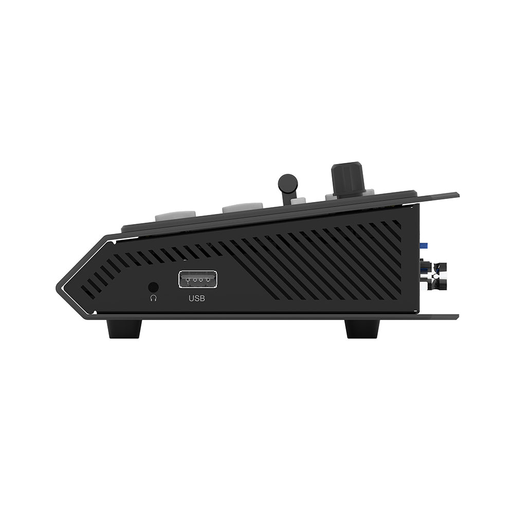 AVMATRIX Shark S4 4-Channel SDI HDMI Video Switcher with Integrated Audio Mixer for Live Streaming via Type C and Ethernet LAN Port, Dual Microphone Inputs, and Recording via USB and SD Card Slot