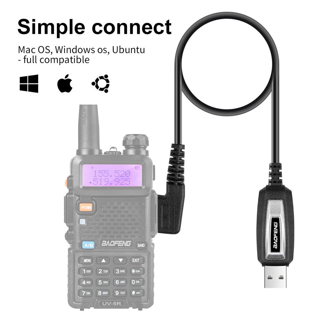 Baofeng Programming Cable USB to Twin AUX Jack for Walkie-Talkie UV-5R, UV-5RA, UV-5R Plus, BF-888S, UV-5R EX, UV-5RX3, Radioddity GA-2S, GA-5S with Program Software CD - Windows 10, 7, XP, Vista Supported
