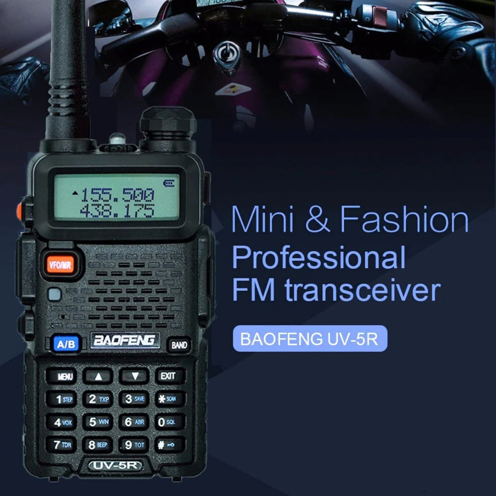 BaoFeng UV-5R (Set of 5/6/7/8/9/10) Walkie-Talkie Dual-Band VHF/UHF Transceiver 5W PC Programmable Two-Way Radio with 128 Store Channels, 136-174/400-520MHz Frequency Range, 5km Max. Talking Range, Clear Voice Output (Black)