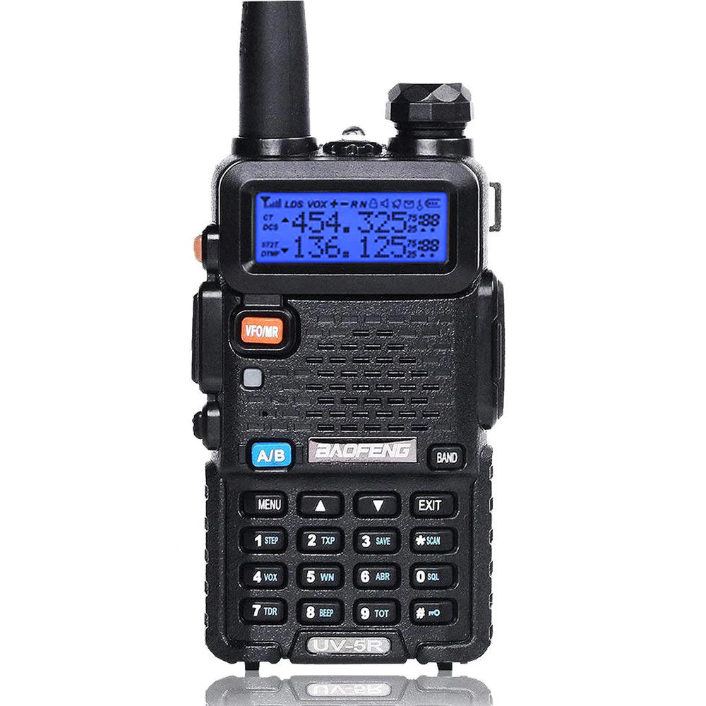 BaoFeng UV-5R (Single) Walkie-Talkie Dual-Band VHF/UHF Transceiver 5W PC Programmable Two-Way Radio with 128 Store Channels, 136-174/400-520MHz Frequency Range, 5km Max. Talking Range, Clear Voice Output (Black)