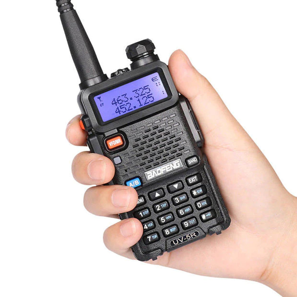 BaoFeng UV-5R (Set of 5/6/7/8/9/10) Walkie-Talkie Dual-Band VHF/UHF Transceiver 5W PC Programmable Two-Way Radio with 128 Store Channels, 136-174/400-520MHz Frequency Range, 5km Max. Talking Range, Clear Voice Output (Black)