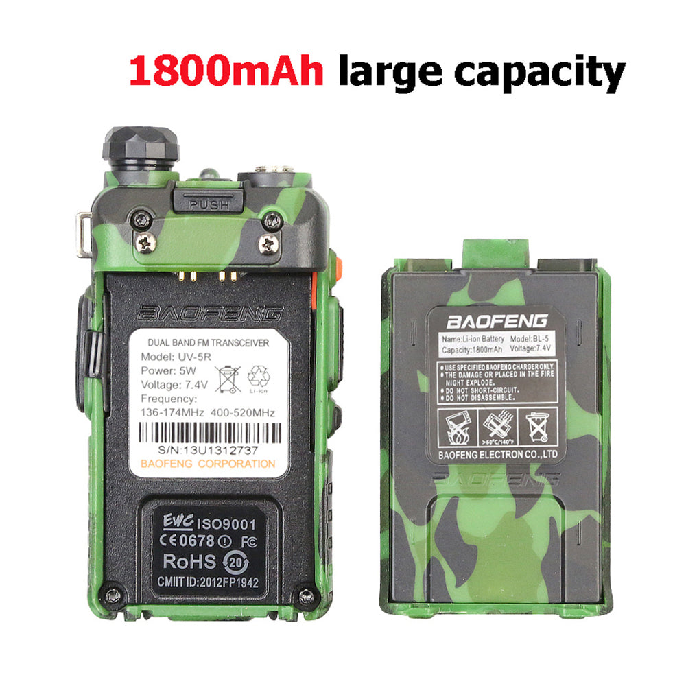 BaoFeng UV-5R (Set of 5/6/7/8/9/10 Walkie-Talkie Dual-Band VHF/UHF Transceiver 5W PC Programmable Two-Way Radio with 128 Store Channels, 136-174/400-520MHz Frequency Range, 5km Max. Talking Range, Clear Voice Output (Green)