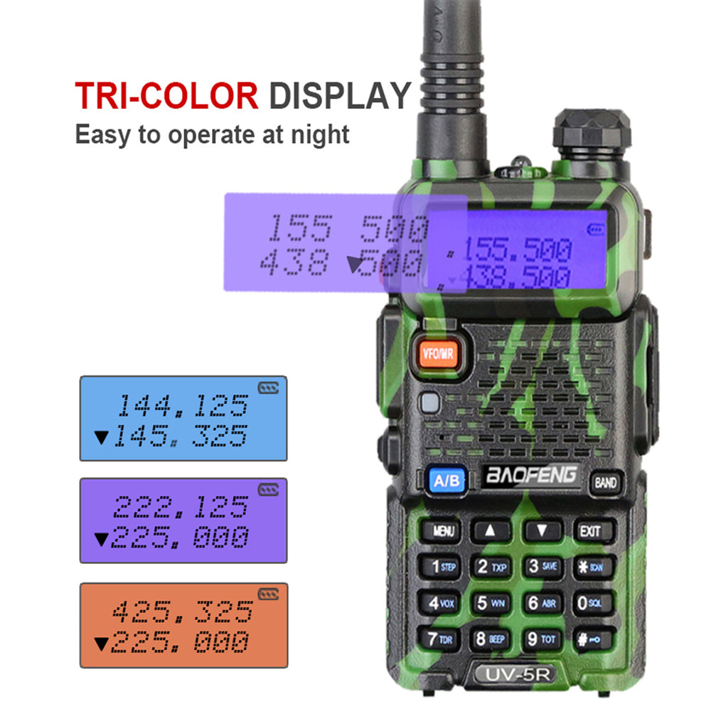 BaoFeng UV-5R (Set of 5/6/7/8/9/10 Walkie-Talkie Dual-Band VHF/UHF Transceiver 5W PC Programmable Two-Way Radio with 128 Store Channels, 136-174/400-520MHz Frequency Range, 5km Max. Talking Range, Clear Voice Output (Green)