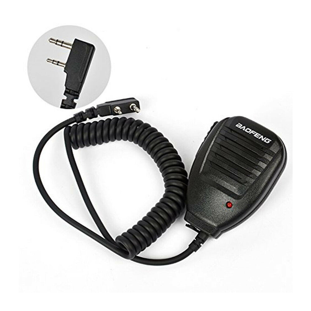 BaoFeng 2 Pin Walkie-Talkie Push-To-Talk Speaker Microphone for UV-5R, UV-5RA, UV-5RB, UV-5RC, UV-5RD, UV-5RE, UV-5REPLUS, UV-3R+, Kenwood Radio with Belt Clip Design