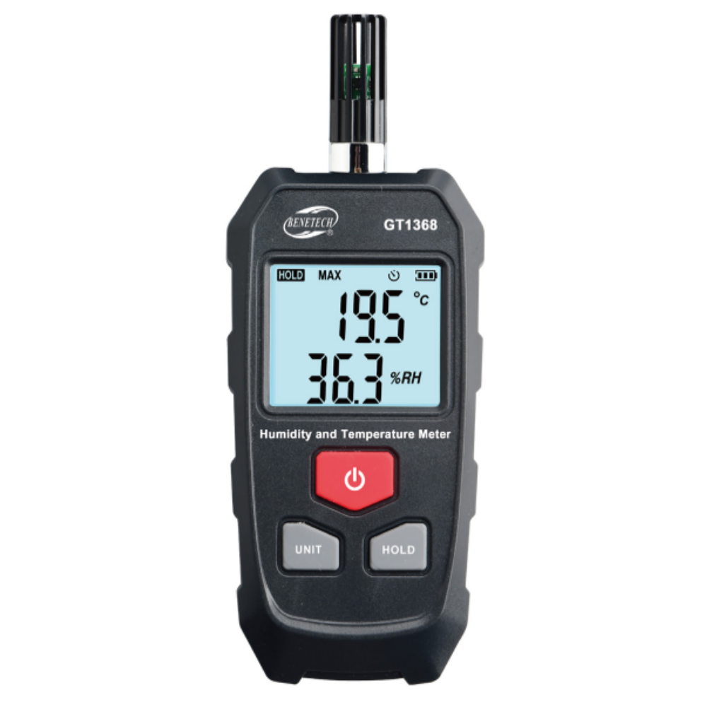 Benetech GT1368 Digital Humidity and Temperature Meter with up to 70° Range, Auto / Manual Power Off, Data Hold Function, LCD Backlit Display and Low Battery Indicator