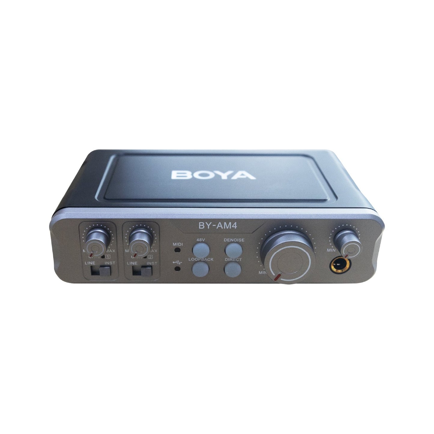 Boya BY-AM4 Dual Channel Audio Mixer USB Audio Interface Professional Sound Card for Dynamic/Condenser XLR Mics