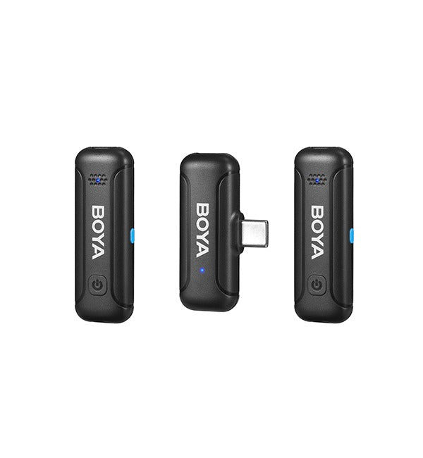 BOYA BY-WM3T-U2 2 Person 2.4GHz Dual Channel USB Type-C Wireless Omnidirectional Microphone System with Noise Cancellation, Bypass Charging, 100m Max Range, Plug and Play For Vlogging and interviews