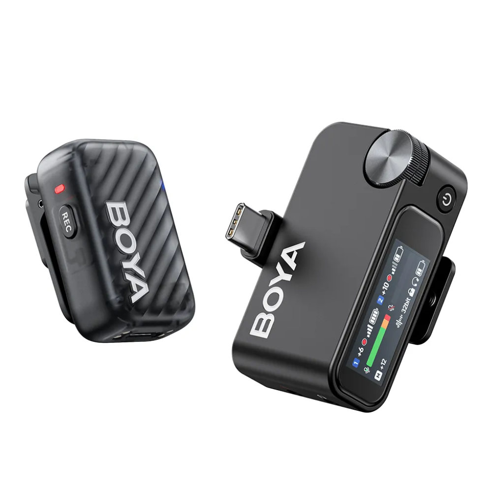 BOYA BOYAMIC 2 AI-Powered Wireless Mini Microphone Lapel with True Noise Cancellation, 32-bit Onboard Recording, AMOLED Touchscreen & Multi-Device Support for Vlogging, Live Broadcast and Interview