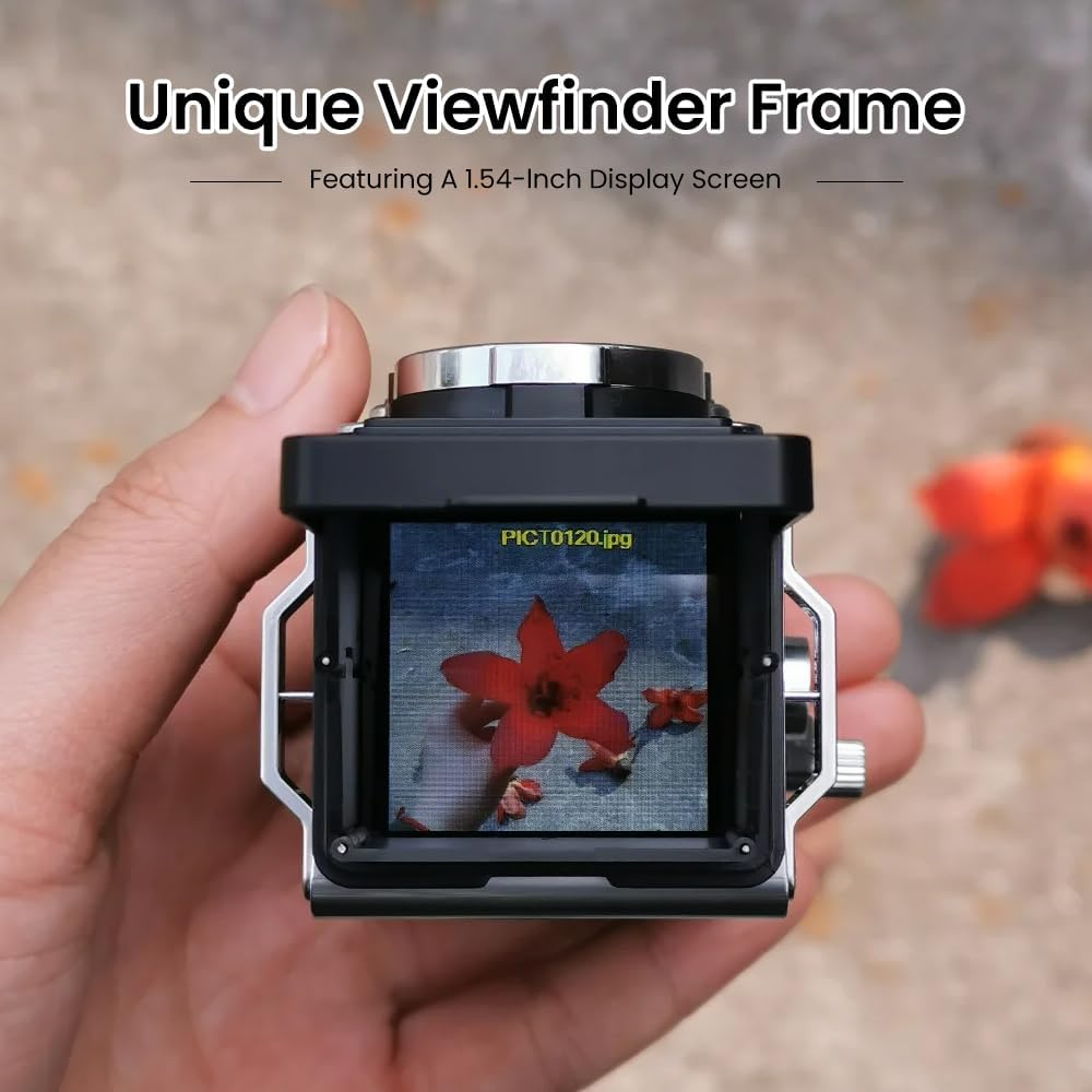 CHUZHAO 12MP TLR Digital Twin Lens Reflex Retro Style Toy Camera with 1080p FHD Video, 1.54" Top View IPS HD Screen, 32GB MicroSD Storage, USB Type-C Port, Rechargeable Li-ion Battery for Still Shots, Videography, Vintage Aesthetic