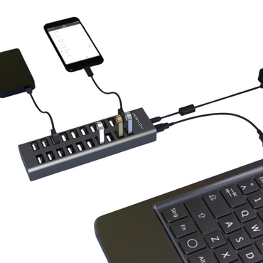 ACASIS H037 20-Port USB 2.0 Hub Splitter Docking Station with 480Mbps High Speed Data, 12V External DC Input, 7.5A Power Fast Charging for PC Laptop and Other Peripherals