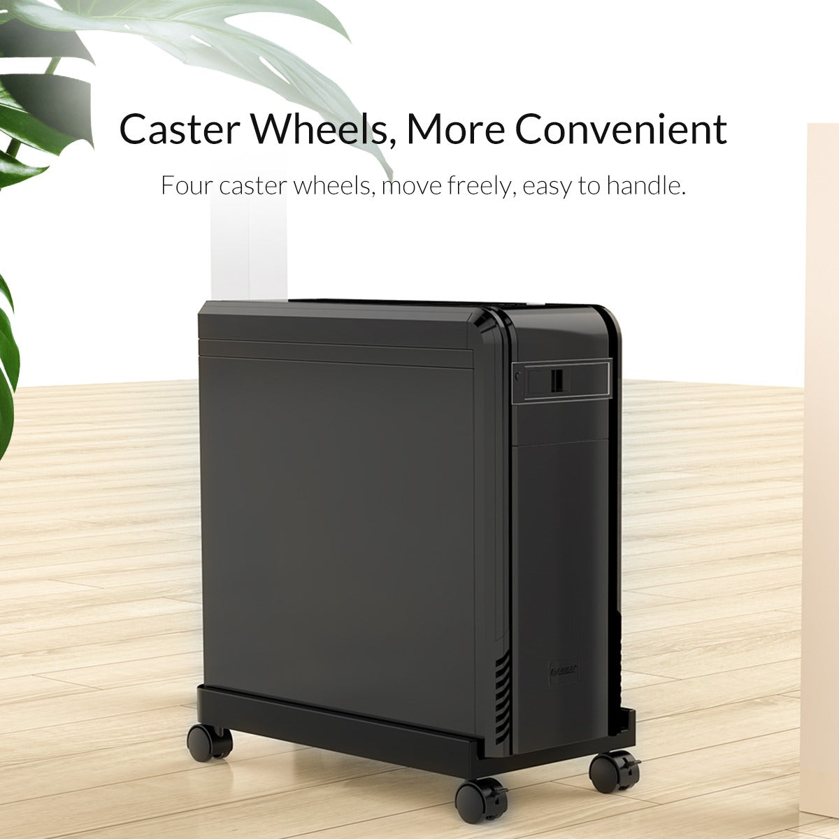 ORICO CPU PC Tower Case Holder Bracket Stand with Rotating Wheels, Flat Carbon Fiber Surface, Base Ventilation Hole for Computer Desktop System Units | CPB1