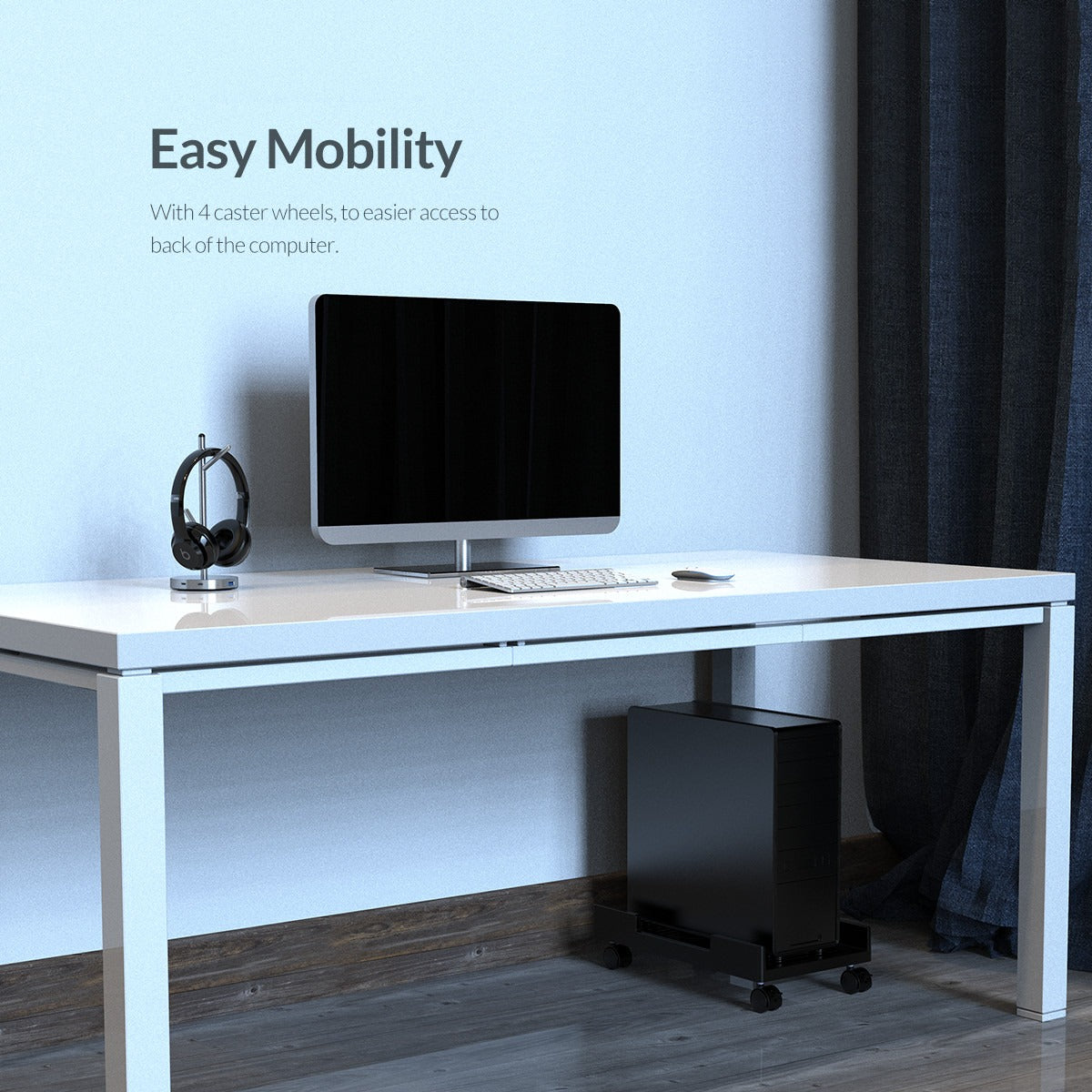 ORICO CPU PC Tower Case Holder Bracket Stand with Rotating Wheels, Base Ventilation Holes, 20KG Max Load, High-side Edges for Computer Desktop System Units | CPB3