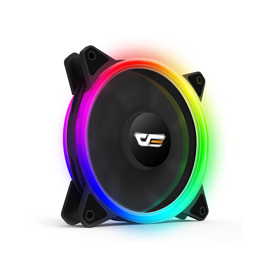 darkFlash DR12 PRO RGB 120mm Desktop System Unit PWM Cooling Fan with 1100 RPM Fan Speed, ASUS AURA Support, and Hydraulic Bearings for PC Computer (Black)