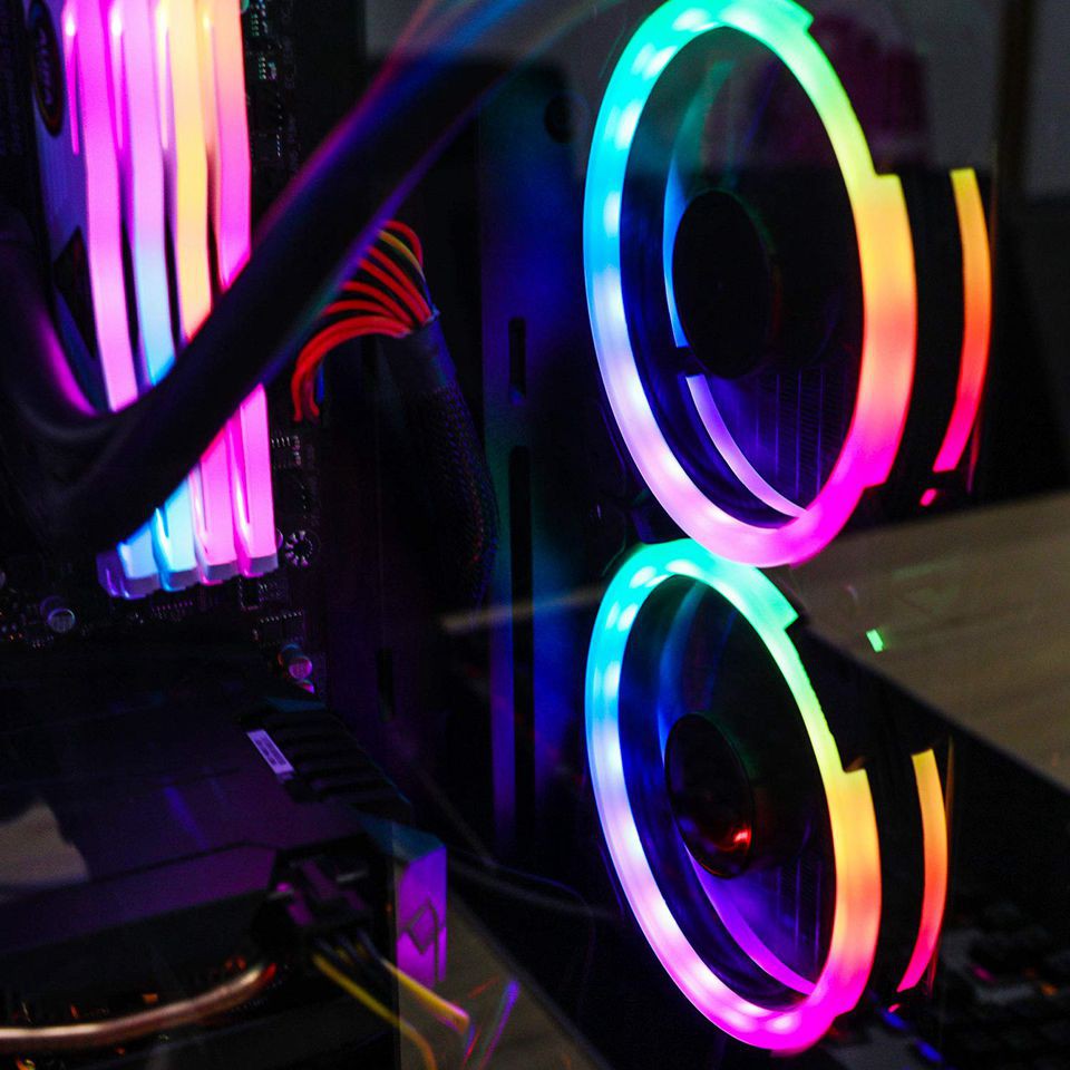 darkFlash DR12 PRO RGB 120mm Desktop System Unit PWM Cooling Fan with 1100 RPM Fan Speed, ASUS AURA Support, and Hydraulic Bearings for PC Computer (Black)