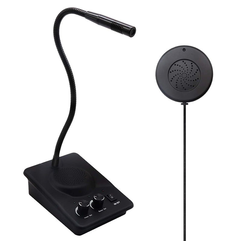 DAYTECH WI09 Two-Way Window Intercom System Glass Barrier PA Speaker and Microphone with Adjustable Volume for Bank, Office, Hospital, Clinic, Pharmacy, Restaurant, Cafe, Coffee Shop, Ticketing, Information Desk Counter