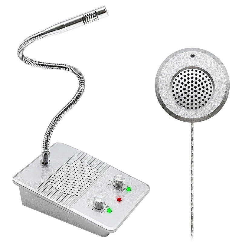 DAYTECH WI09 Two-Way Window Intercom System Glass Barrier PA Speaker and Microphone with Adjustable Volume for Bank, Office, Hospital, Clinic, Pharmacy, Restaurant, Cafe, Coffee Shop, Ticketing, Information Desk Counter