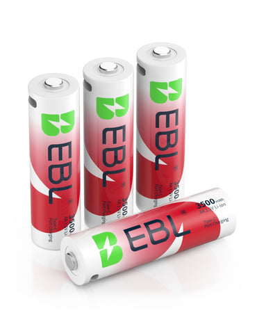 EBL 4pcs 1-Pack 1.5V AA 3500mAh Rechargeable Li-Ion Lithium Ion Battery USB-C Charging Port