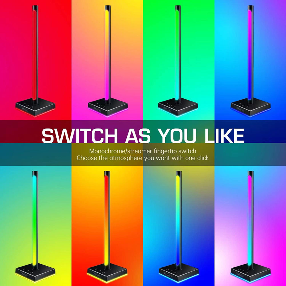 Delux DHS300 2pcs RGB Ambient Light Bars Gamer Headphones Stand Holder Smart Desktop LED with Music Sync, Voice and App Control, USB Type C