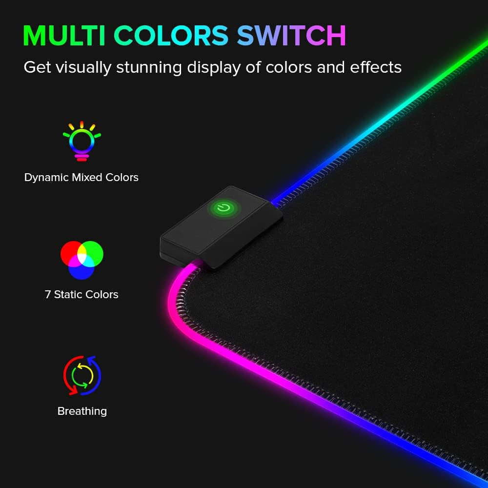 Delux GP-003RGB RGB Soft Lit Mouse Pad with Anti-Slip, 10 Backlight Mode, and 1.8m Cable