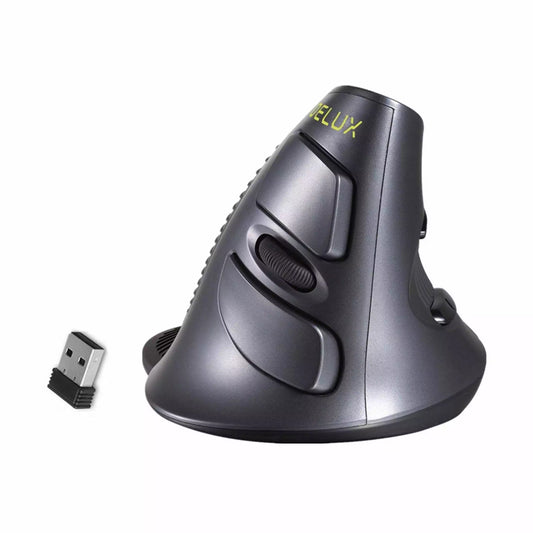 Delux M618GX Wireless Optical Ergonomic Vertical Mouse 2.4GHz with Silent Click, 1600 DPI, USB Nano Receiver, and 6 Buttons for Windows XP/7/8/10