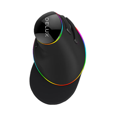 Delux M618PLUS Wired Optical Ergonomic Vertical Mouse RGB Snail Bionic Structure with 4000 DPI, 6 Buttons, USB Interface for Windows XP/7/8/10