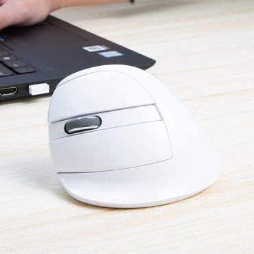 Delux M618ZD Left Hand Dual Wireless Bluetooth Optical Ergonomic Mouse 2.4GHz Silent Click RGB with USB Nano Receiver, 4000 DPI, 6 Buttons, 4 Gear DPI Rechargeable for Windows, PC, Laptop G36UF (White)