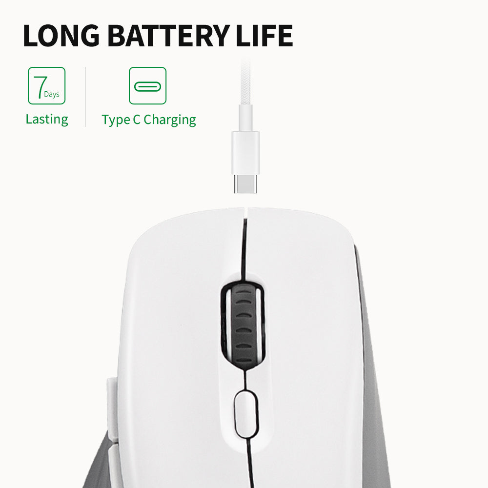 Delux M729DB Wired / Wireless Bluetooth Light Gaming Mouse 2.4GHz RGB with 16000 DPI, USB Receiver, Kailh 80M Switch, 6 Programmable Buttons Rechargeable for Windows 7/8/10 PAW3335