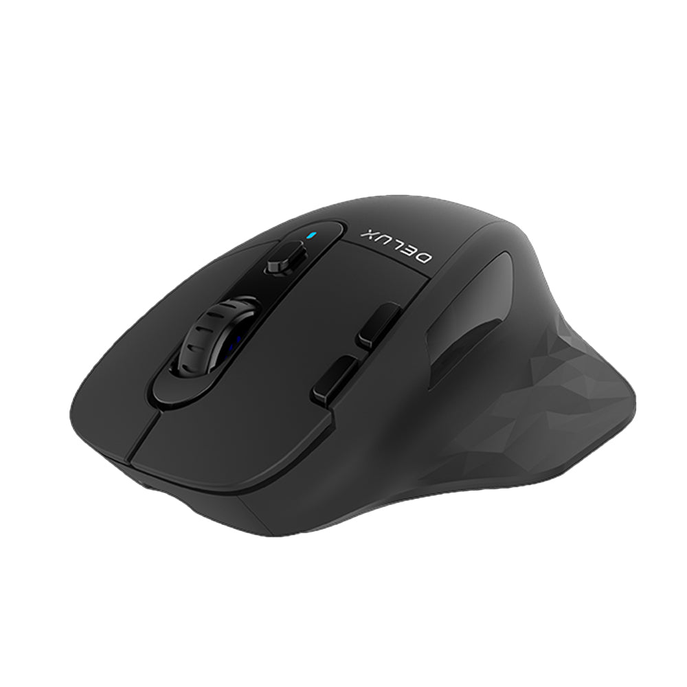 Delux M912DB Wired / Wireless Bluetooth Optical Ergonomic Mouse 2.4GHz with OLED Screen, 4000 DPI, USB Receiver, 8 Programmable Buttons, Non-Slip Grip Rechargeable for Windows PC, Laptop, macOS