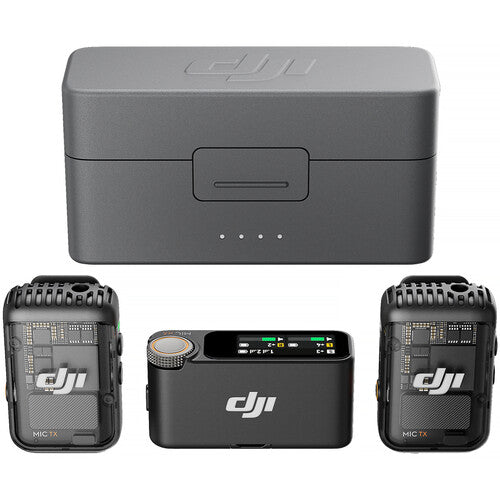 DJI MIC 2 Pocket-Sized Pro Audio Wireless Lavalier Microphone Set with 2x Transmitter 1x Receiver and Charging Case, 250M Transmission Range, 6-hour Recording & 18-hour Total Battery Life for Osmo Pocket 3, Action 4, Smartphones, & Cameras