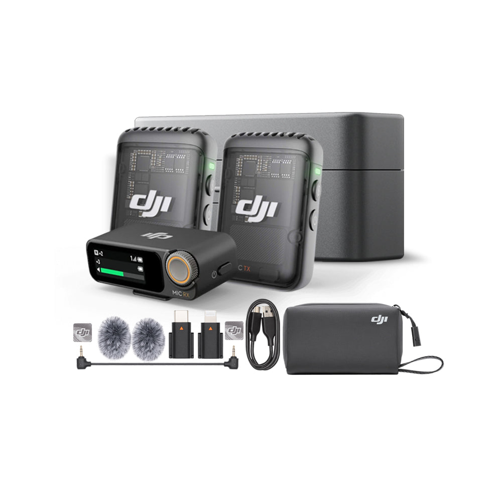 DJI MIC 2 Pocket-Sized Pro Audio Wireless Lavalier Microphone Set with 2x Transmitter 1x Receiver and Charging Case, 250M Transmission Range, 6-hour Recording & 18-hour Total Battery Life for Osmo Pocket 3, Action 4, Smartphones, & Cameras