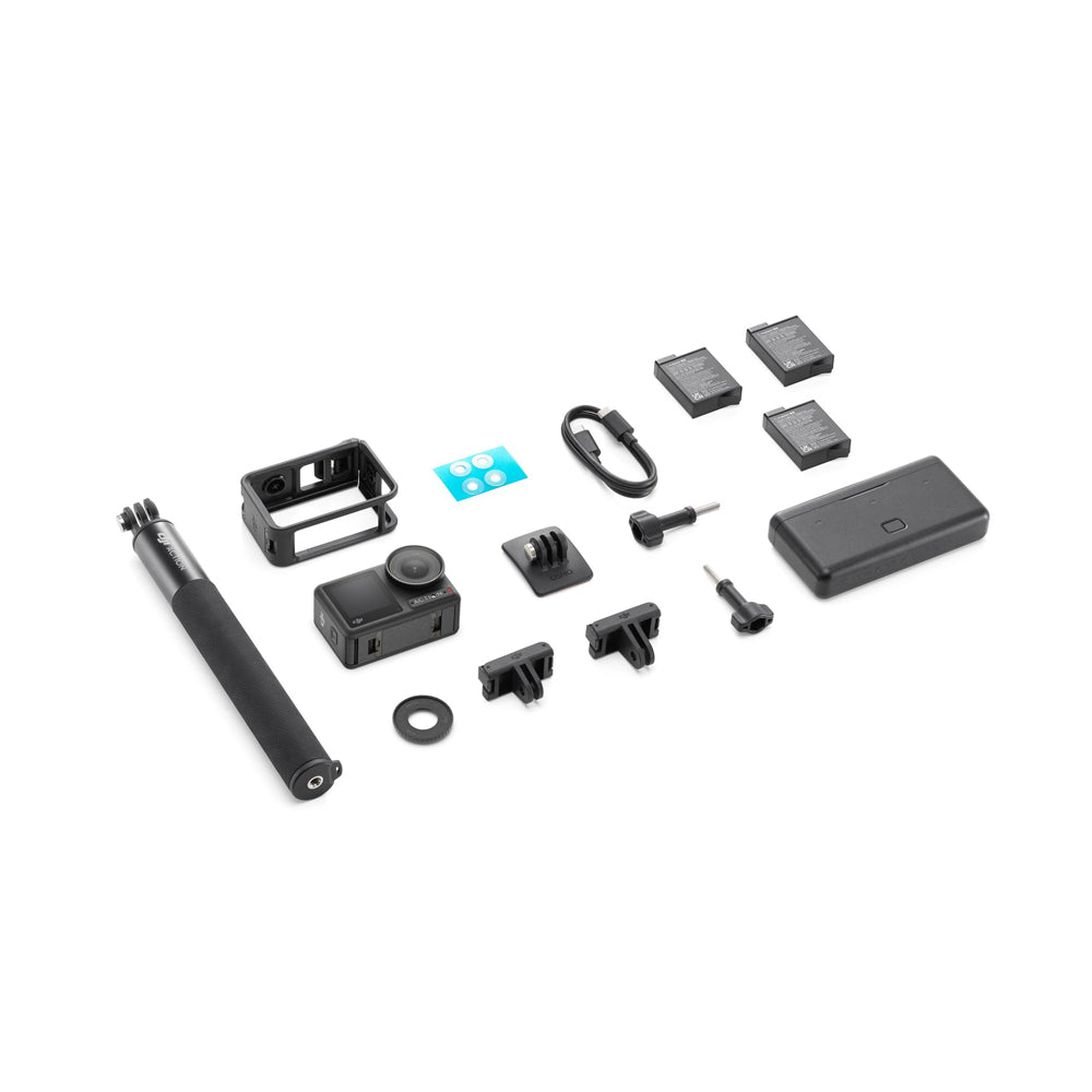 DJI Osmo Action 4 4K 120Hz Ultra HD Sports Camera with Cold Resistance Waterproof for Up to 18m, 155 Degree Ultra-Wide FOV Lens and Built-in RockSteady 3.0 Image Stabilization, Mics for Stereo Audio Recording (Standard, Adventure Combo)