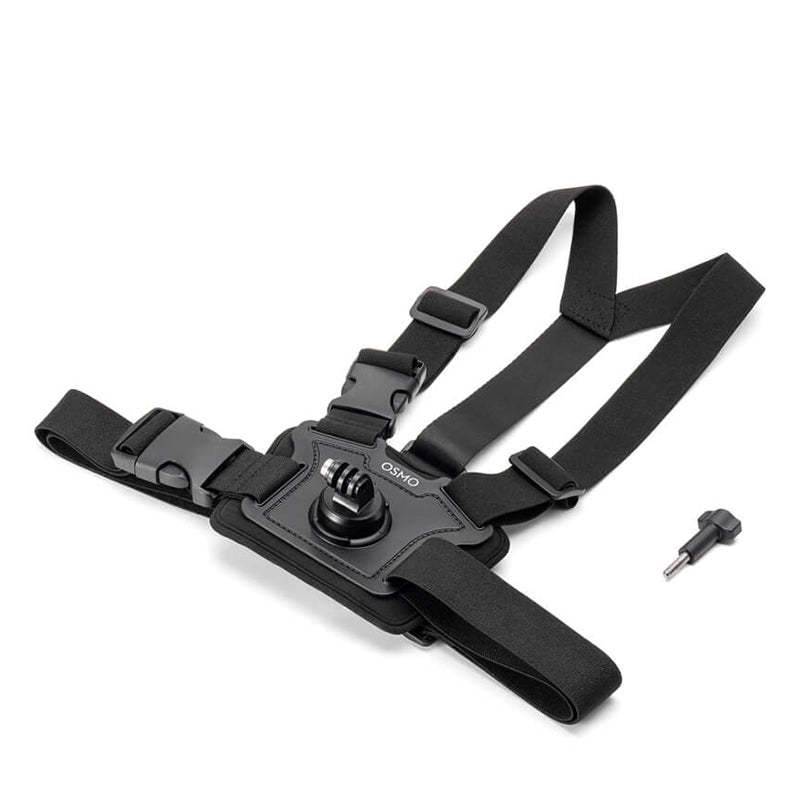 DJI Chest Strap Mount for Osmo Action3, DJI Action 2, Osmo Action with Secure Straps Around Chest & Shoulder, Capture Hands-Free POV Action, Adjustable for Custom Fit & Camera Tilt Angle, 3-Prong Quick Release Mount