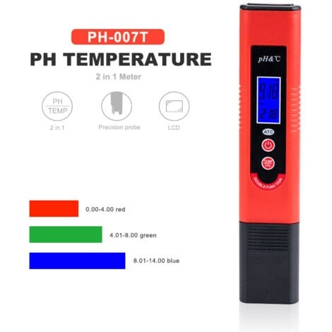 EagleTech Portable Digital PH Meter Tester Pen 0.0-14.0 PH for Water Drink Food Lab Aquarium PH Monitor with ATC