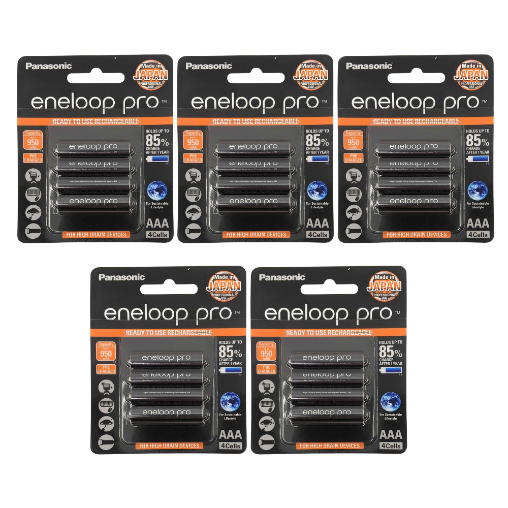 Panasonic Eneloop Pro BK-4HCCE-4BT Rechargeable Battery AAA Pack of 4 (Black) x5