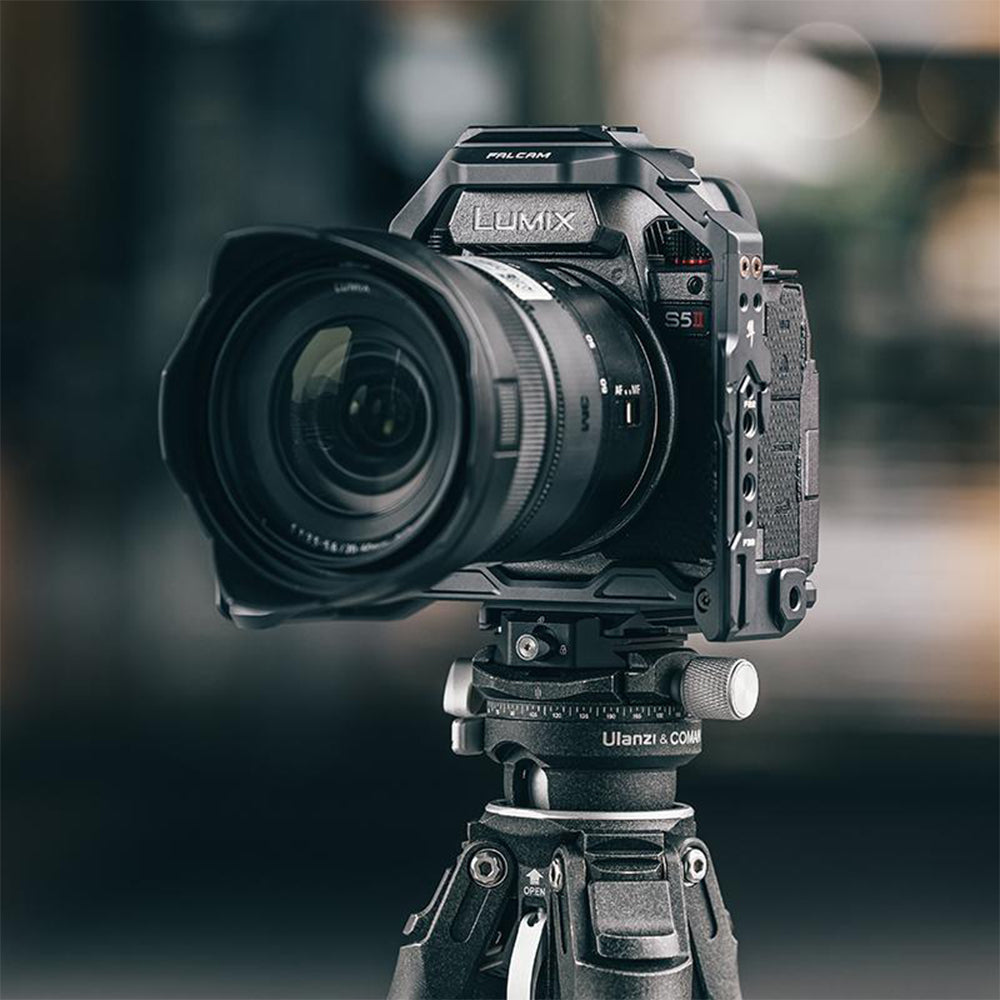 Falcam Quick Release Camera Cage Aluminum Alloy for Panasonic Lumix S5 II | S5 IIX Mirrorless Camera w/ 1/4""-20 Anti Twist Threaded Holes, Cold Shoe Mount, TO Rail, F22 F38 F50 QR Interface Mounts, Detachable Side Plate | C00B3401