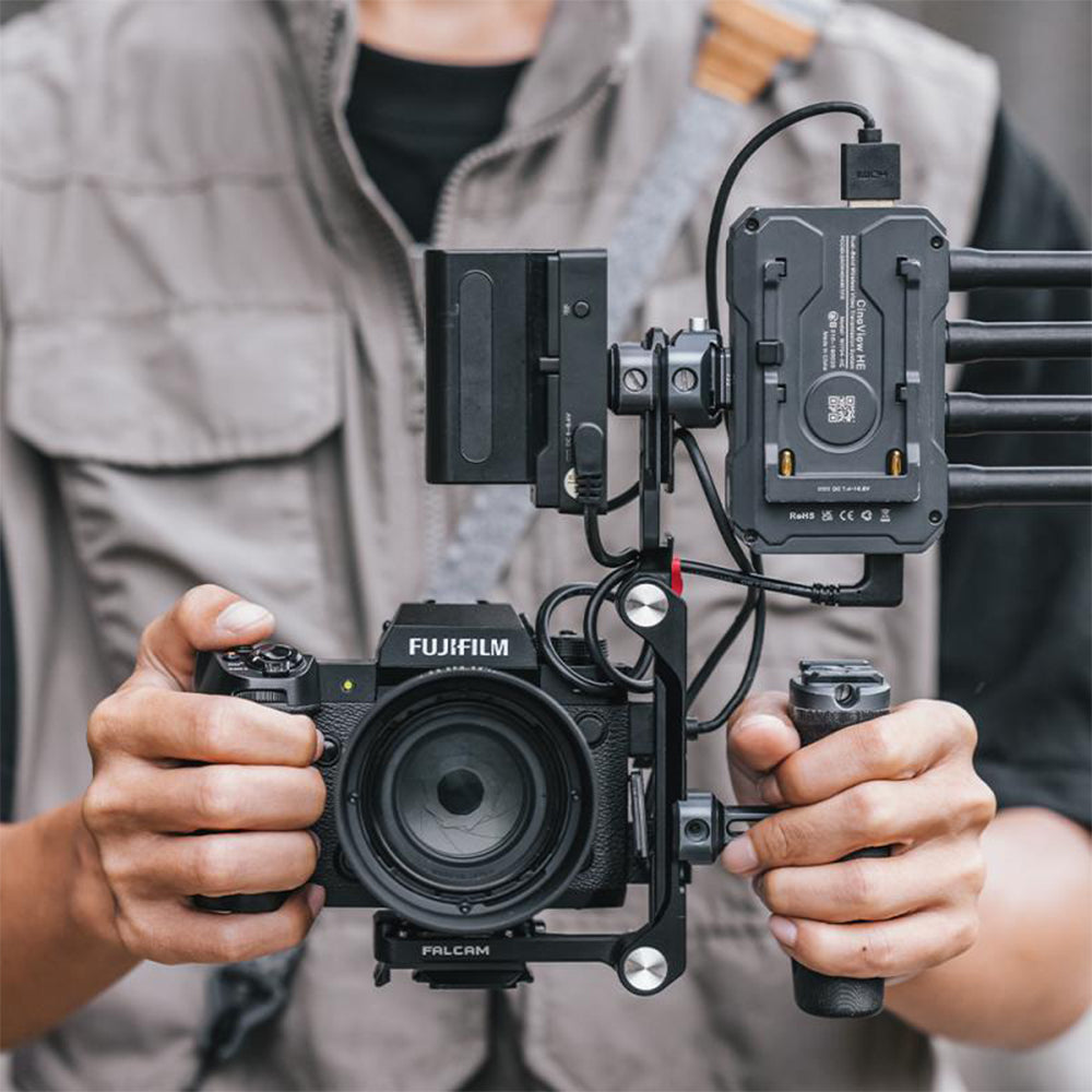 Falcam Quick Release Foldable Half Cage + Base Plate Kit Set, Circular Half Cage Aluminum Alloy F22 F38 F50 QR Interface Mounts, Non Slip Pads Gaskets, Central Quick Lock Switch, 1/4"-20 Threaded Holes for Lenses, DSLR Mirrorless Cameras