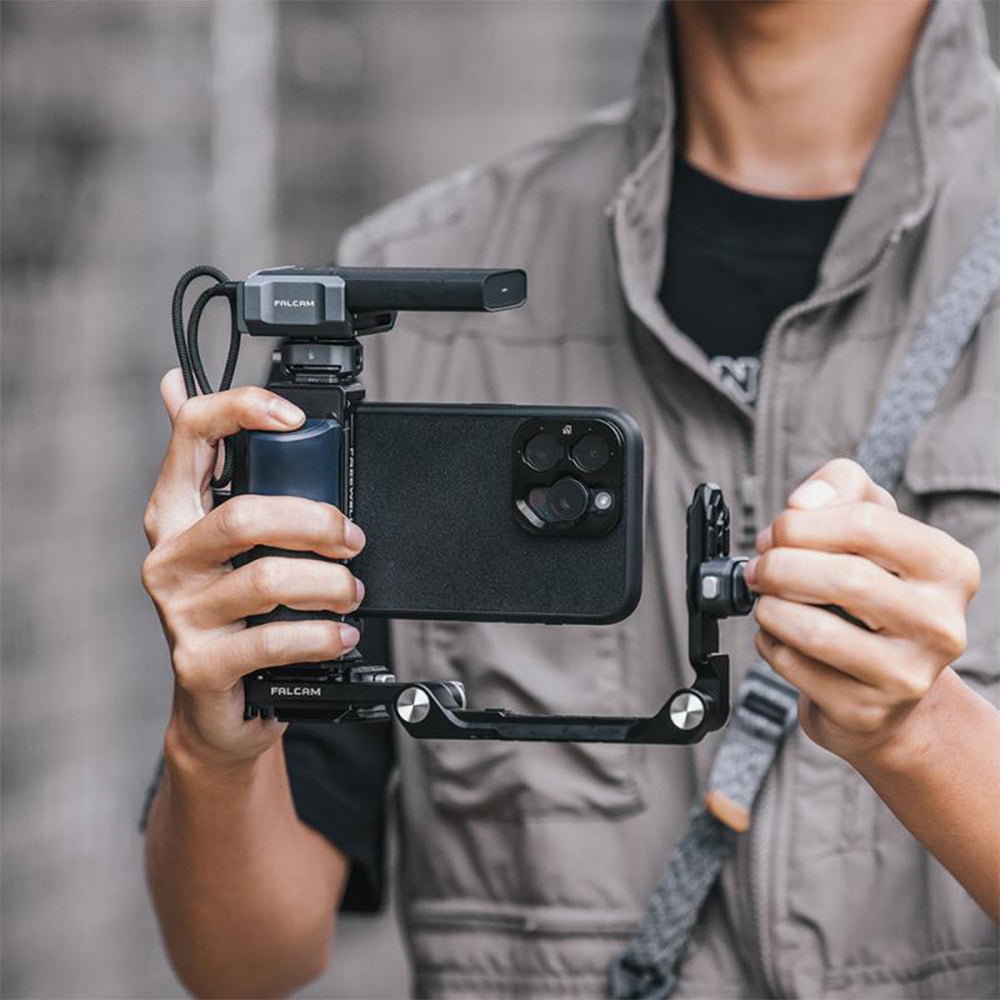 Falcam Quick Release Foldable Half Cage + Base Plate Kit Set, Circular Half Cage Aluminum Alloy F22 F38 F50 QR Interface Mounts, Non Slip Pads Gaskets, Central Quick Lock Switch, 1/4"-20 Threaded Holes for Lenses, DSLR Mirrorless Cameras